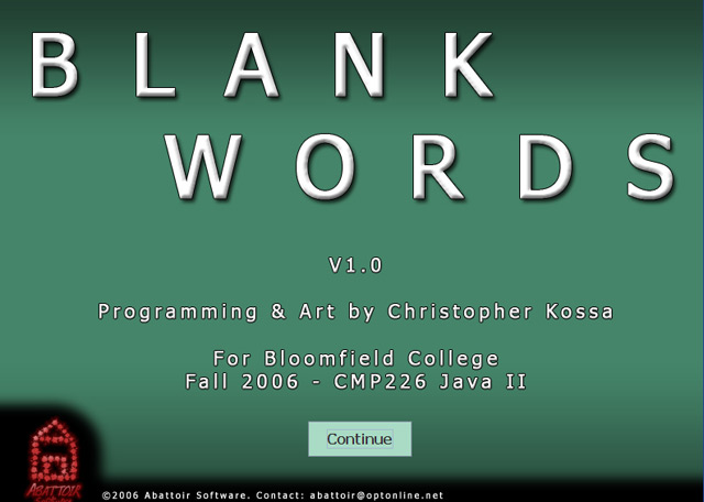 BlankWords title screen shot