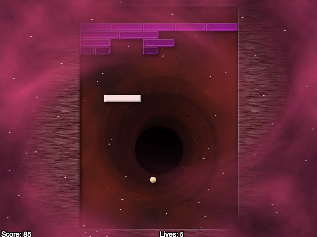Screen shot titled: Stay away from the black hole!