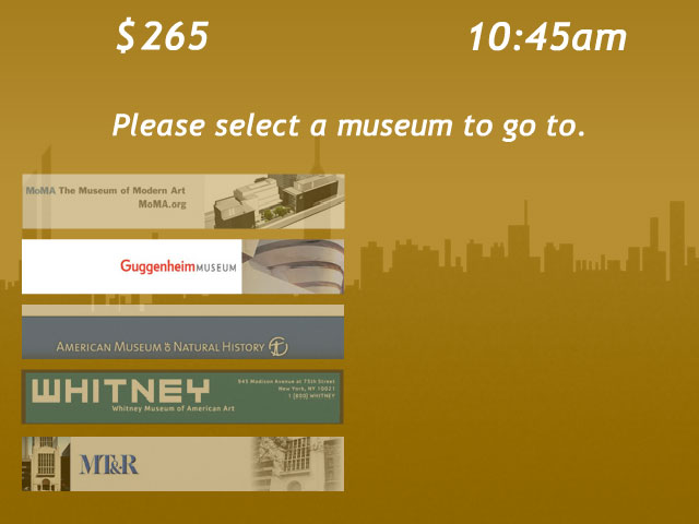 Screen shot titled: Visit a museum