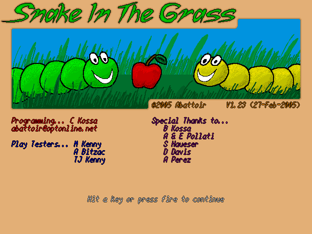 Snake in the Grass! on OS 4 menu screen shot